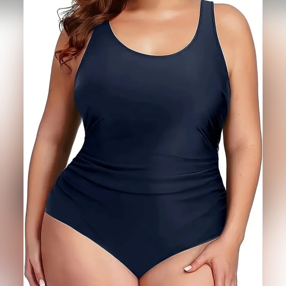 Modest Blue One Piece Swimsuit - Picture 1 of 4